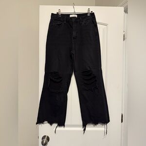 Vervet Black Distressed Wide Leg cropped Jeans